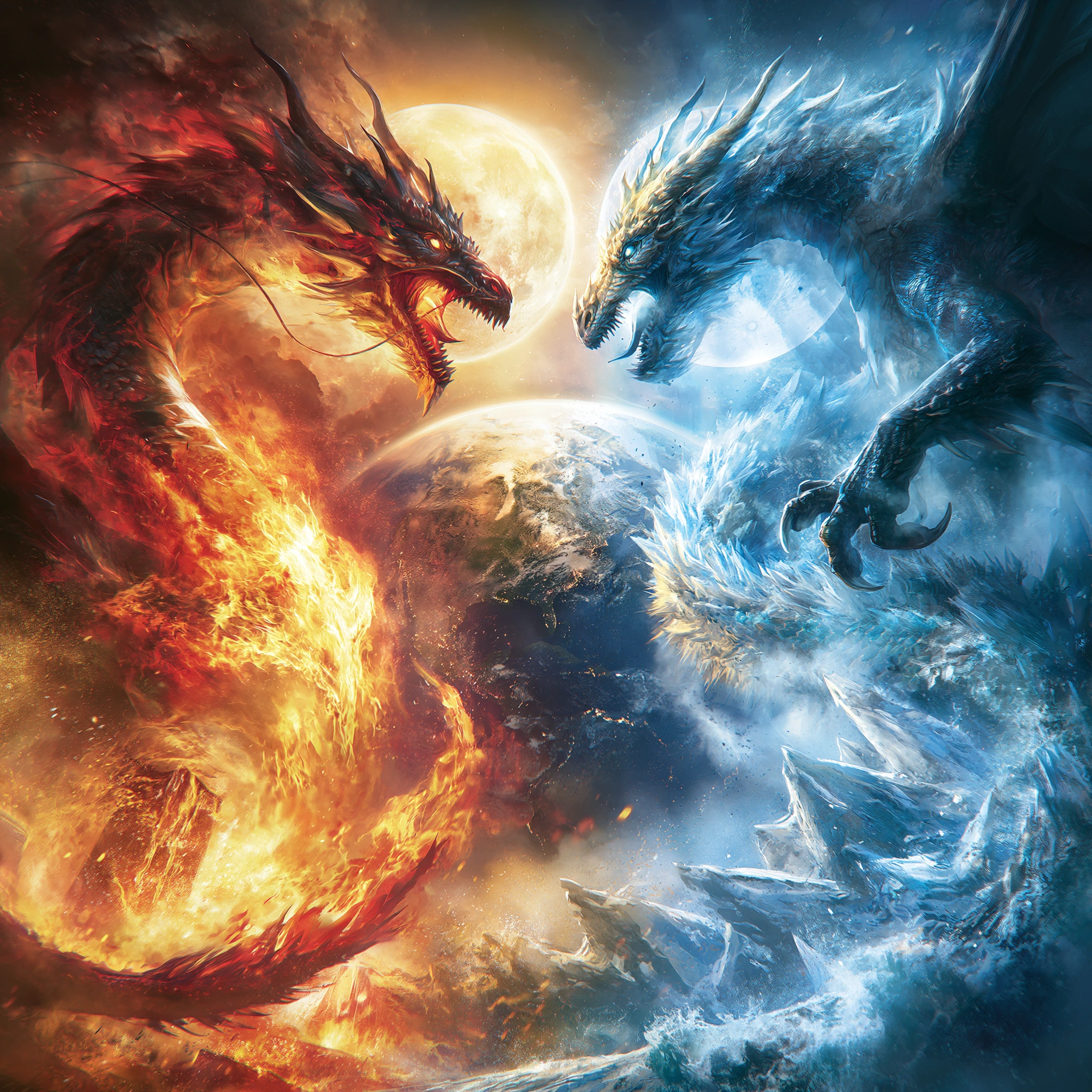 Fire and Ice Dragons Clash jigsaw puzzle