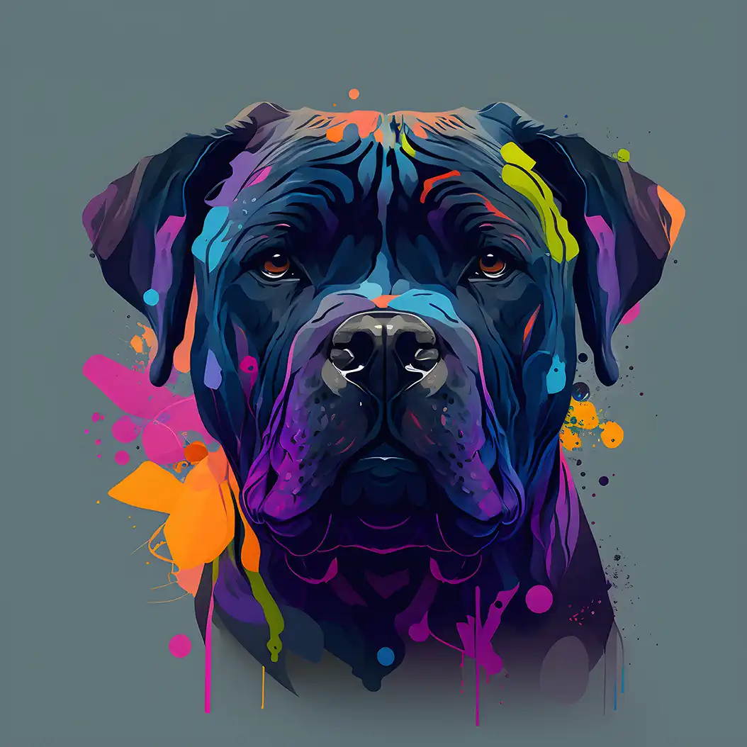 Colorful Portrait of a Cane Corso