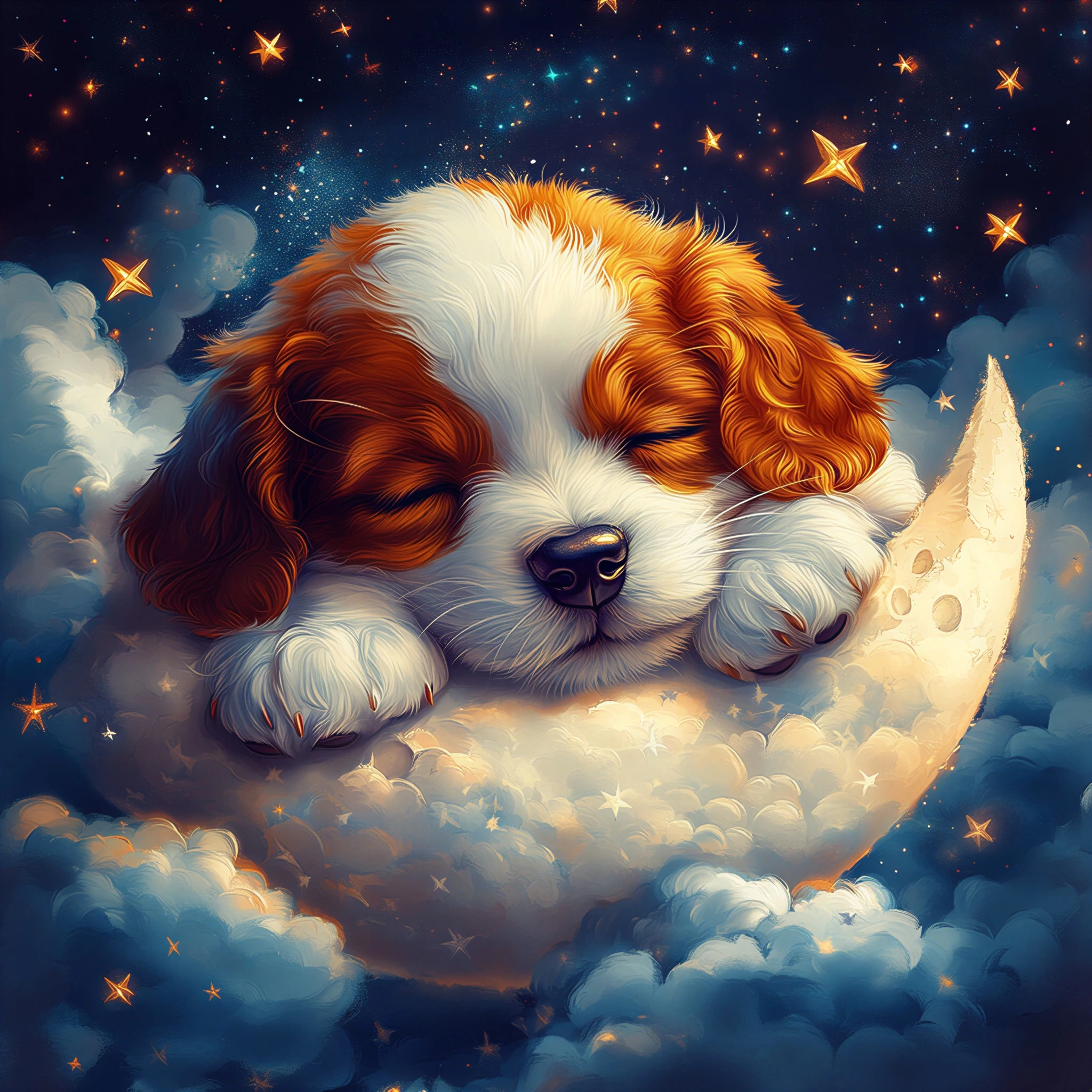 Spaniel Sleeping on the Moon jigsaw puzzle