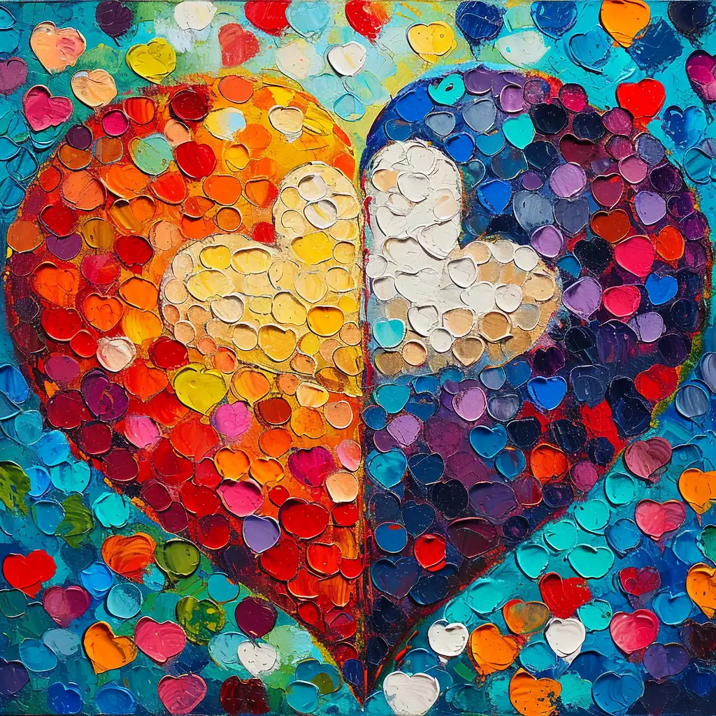 Modern Abstract Oil Painting Two Hearts jigsaw puzzle