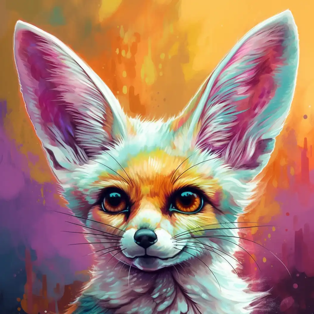 Colorful Portrait of a Fennec