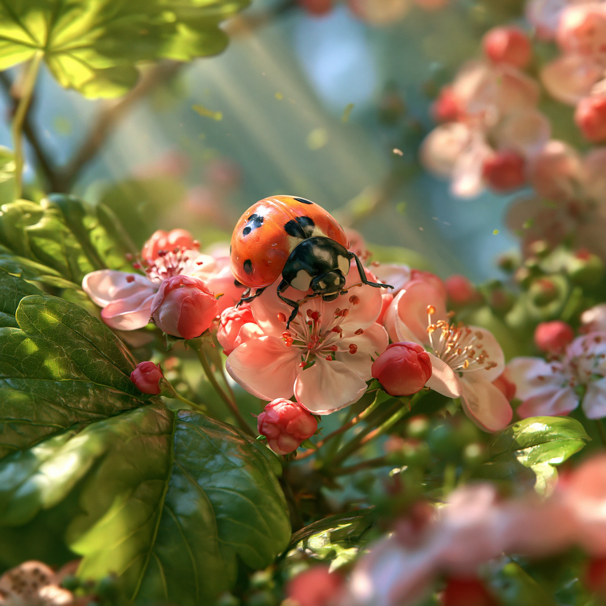 Ladybug on Pink Blossoms jigsaw puzzle