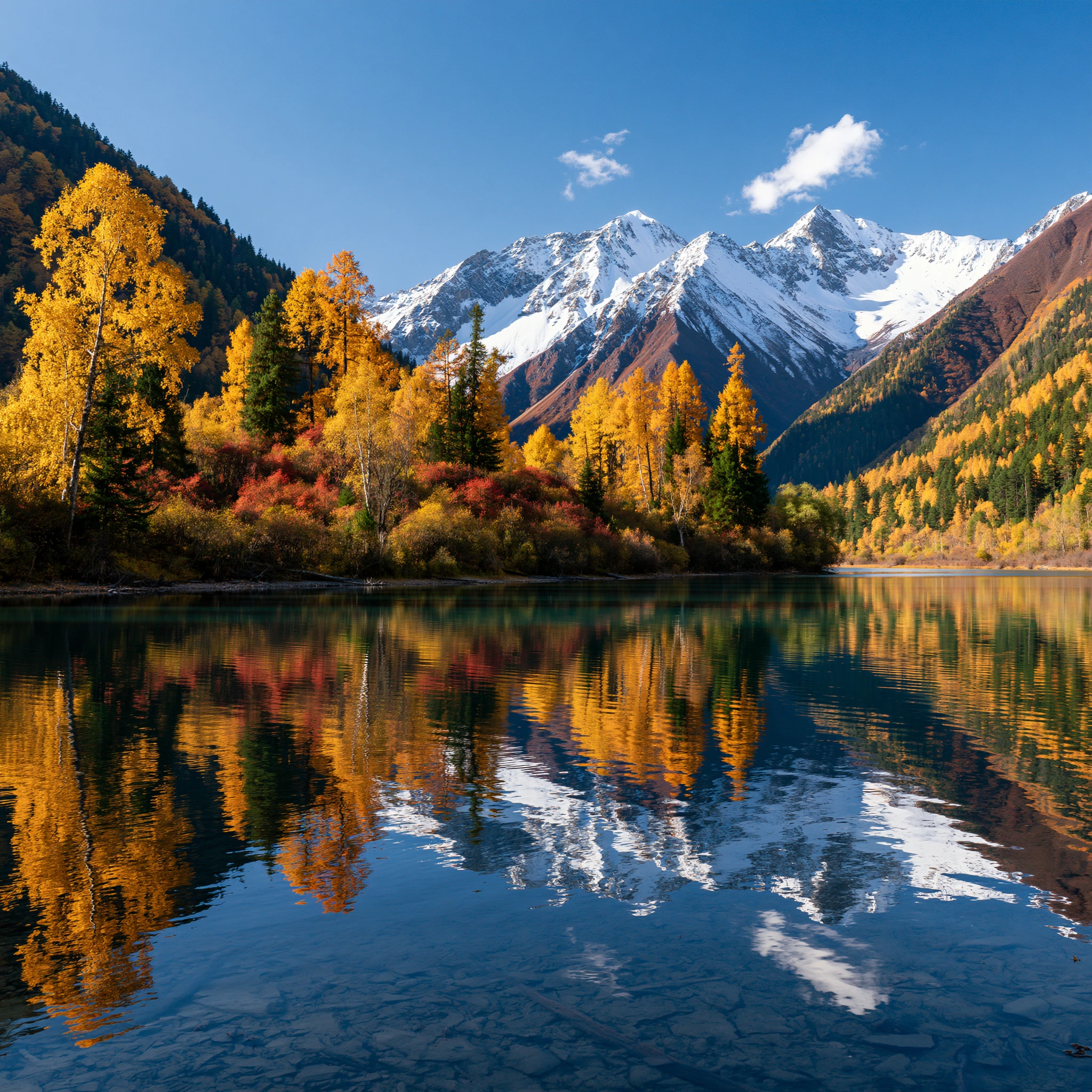 Alpine Lake in Autumn Gold jigsaw puzzle