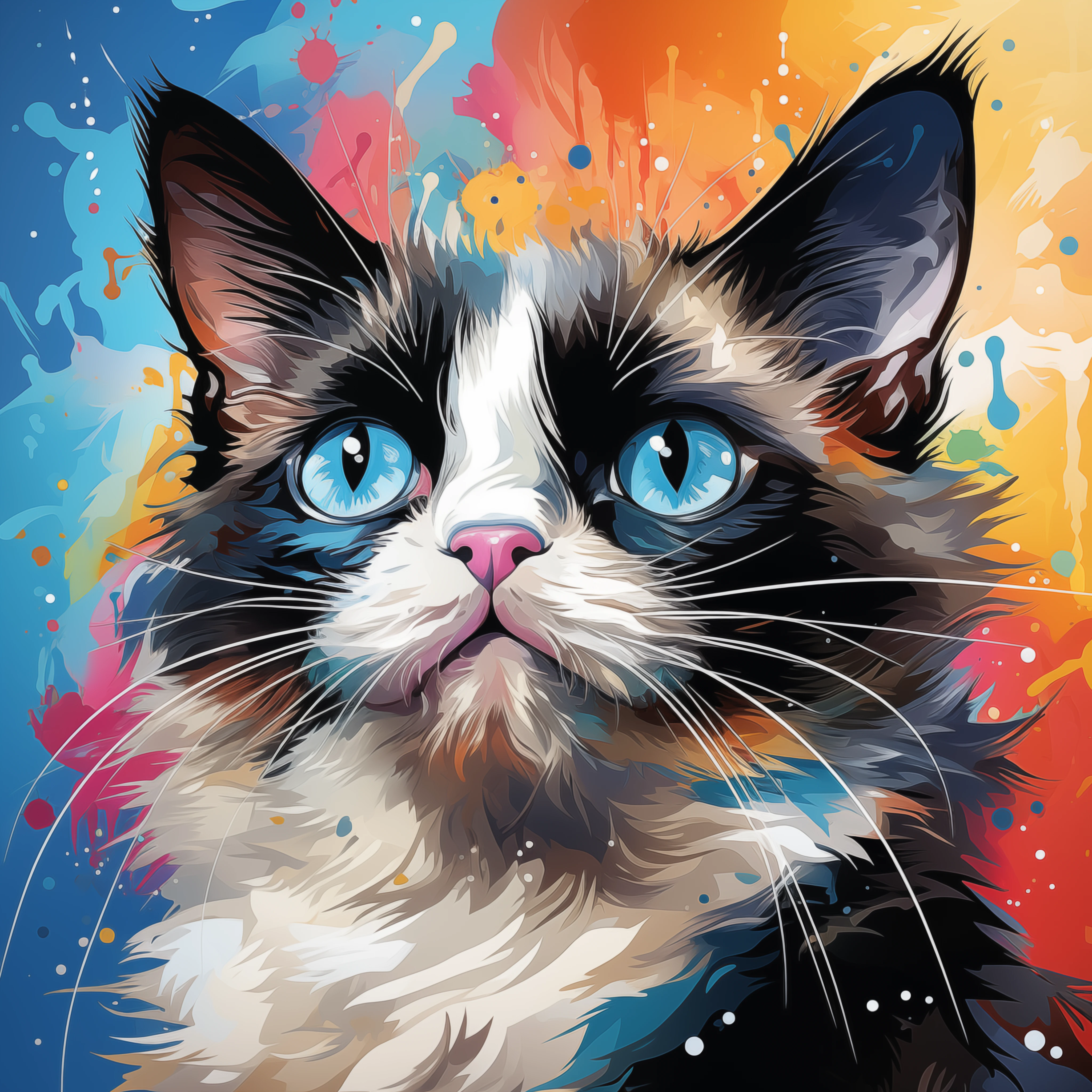 Colorful Snowshoe Cat with Blue Eyes jigsaw puzzle