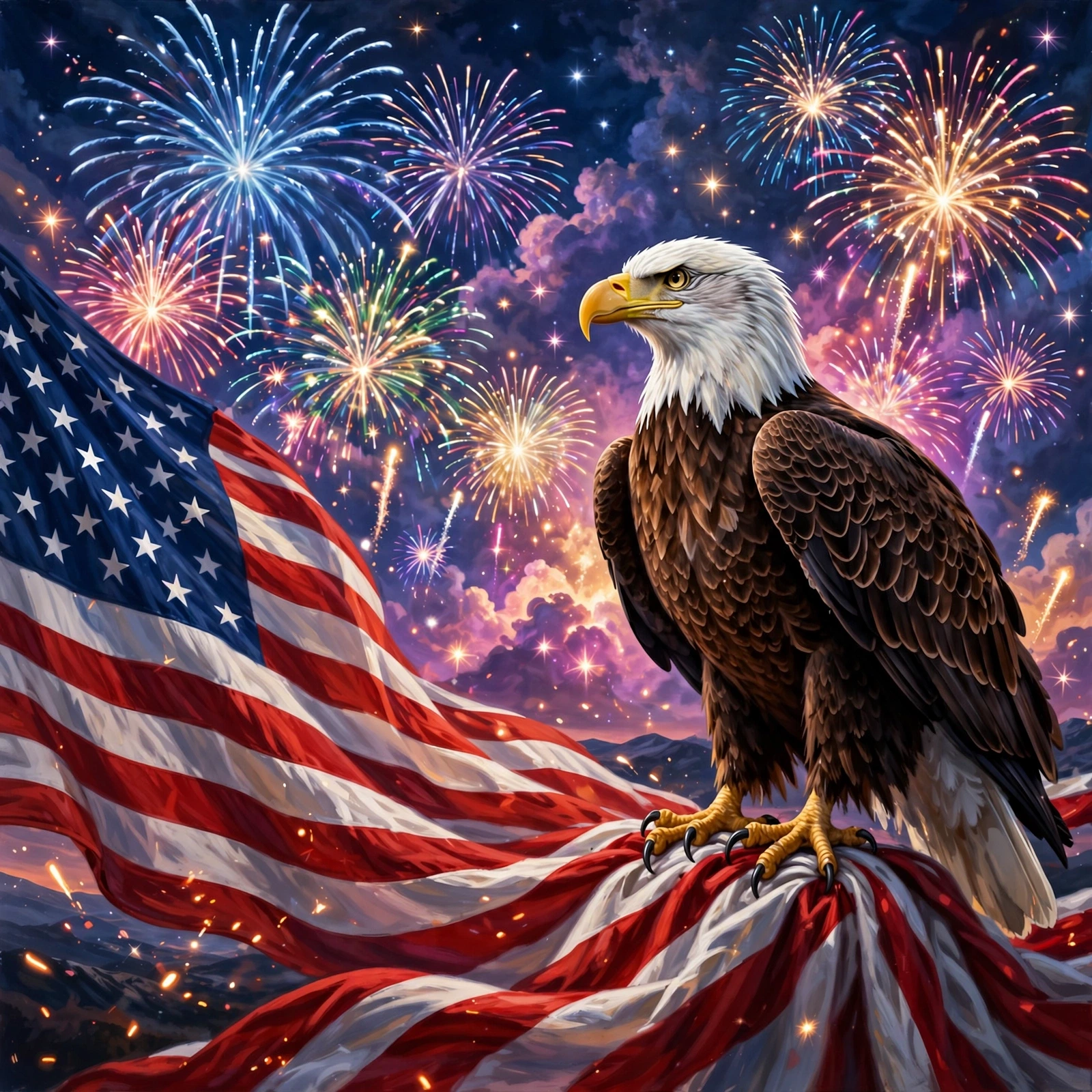 Bald Eagle Over the Fireworks jigsaw puzzle