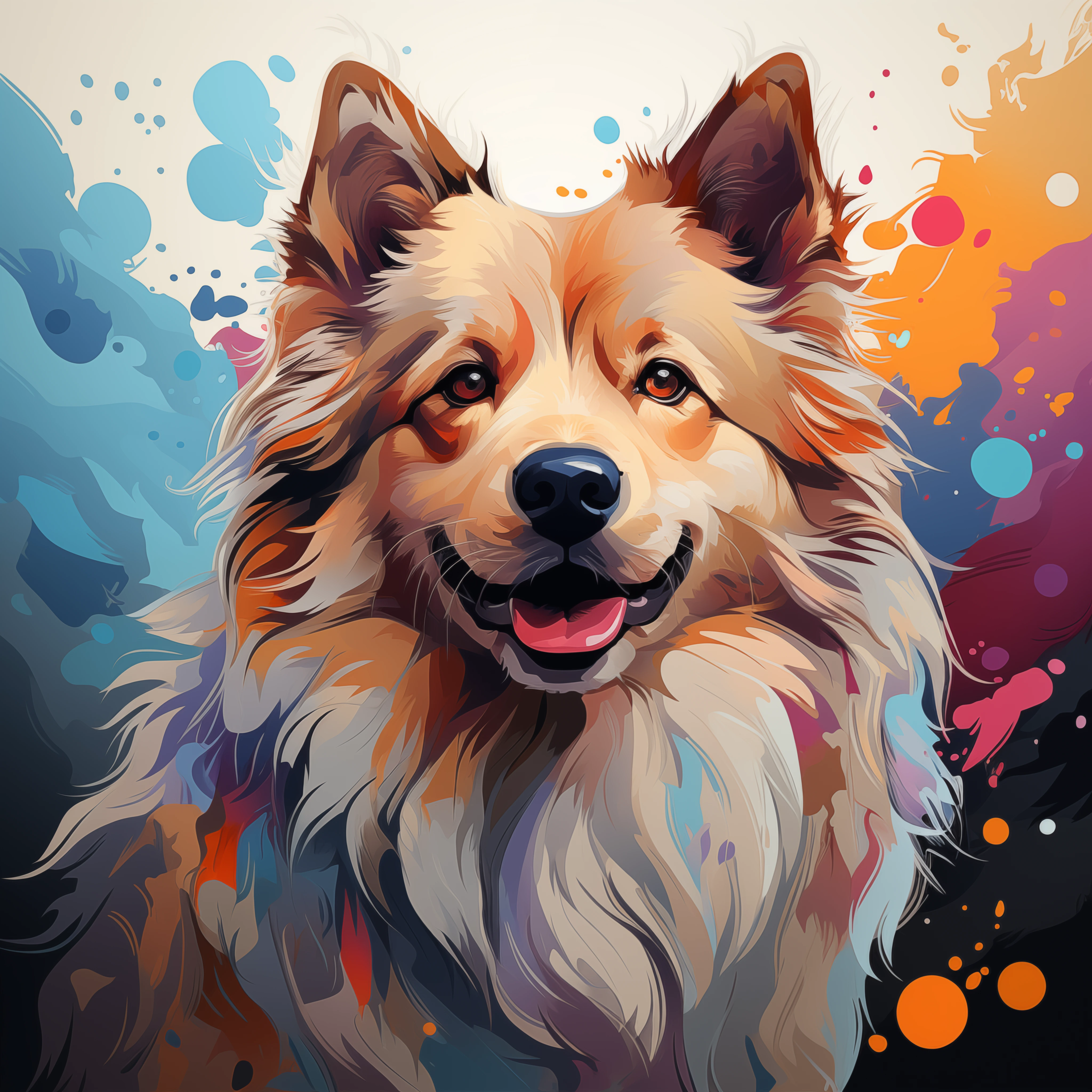 Colorful American Eskimo Portrait Art jigsaw puzzle