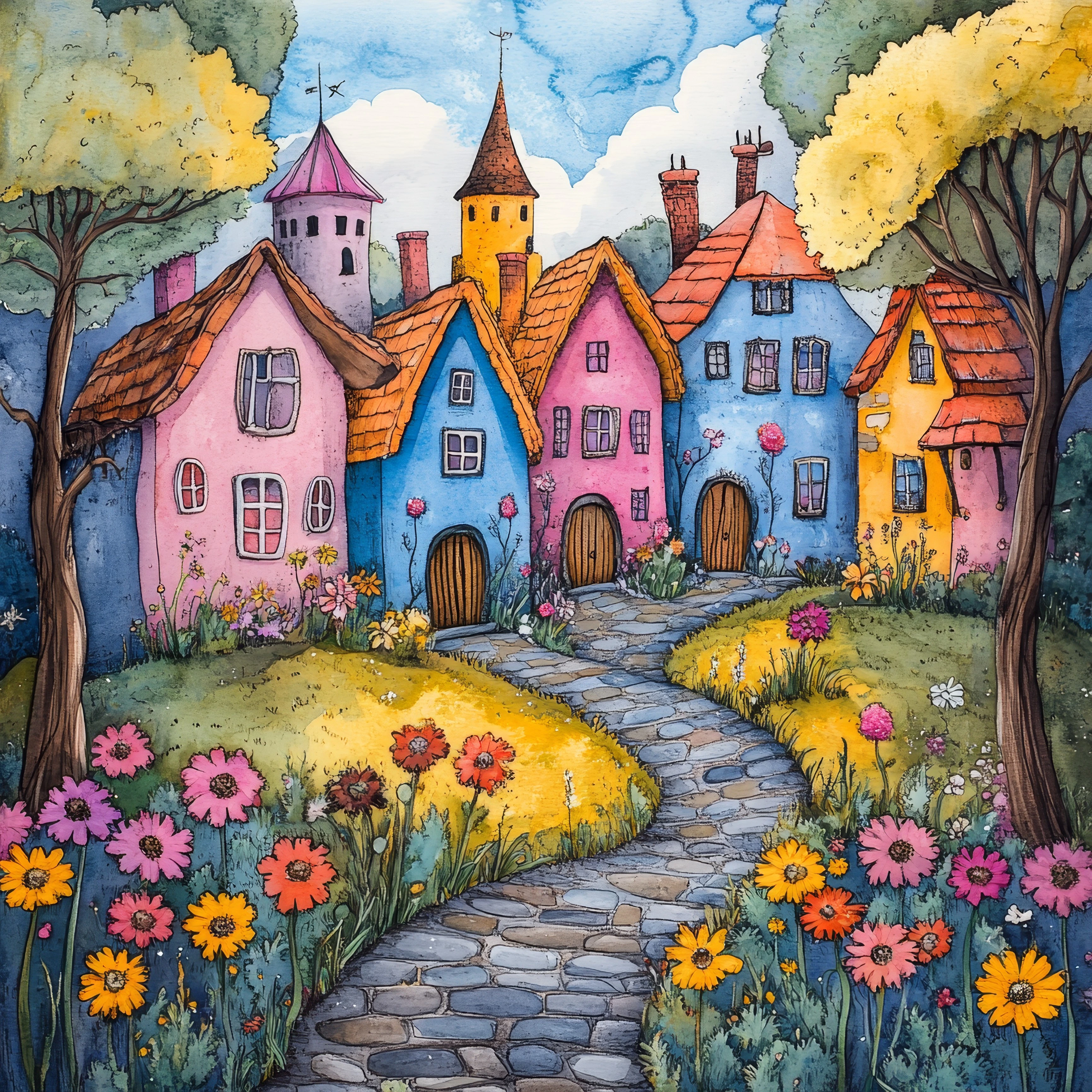 Storybook Houses in Bloom jigsaw puzzle
