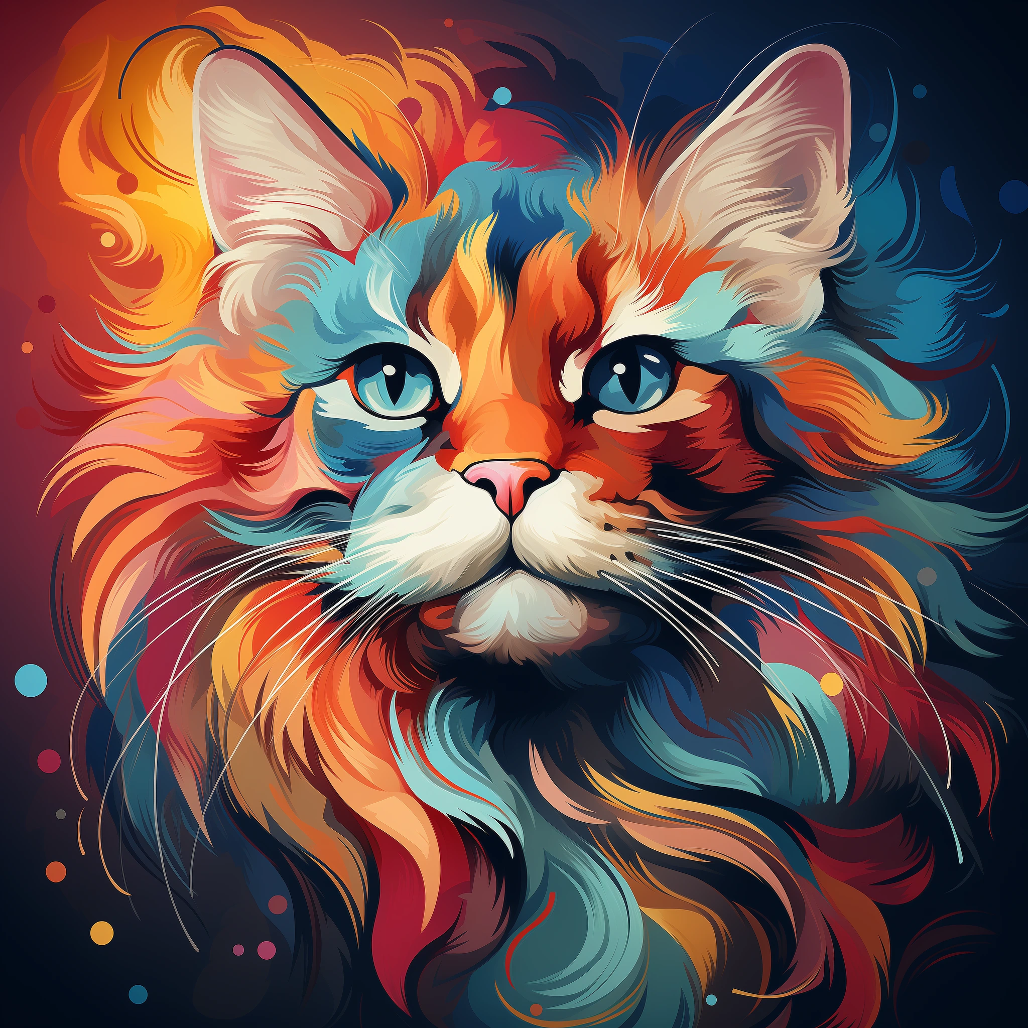 Colorful Norwegian Forest Cat Portrait jigsaw puzzle