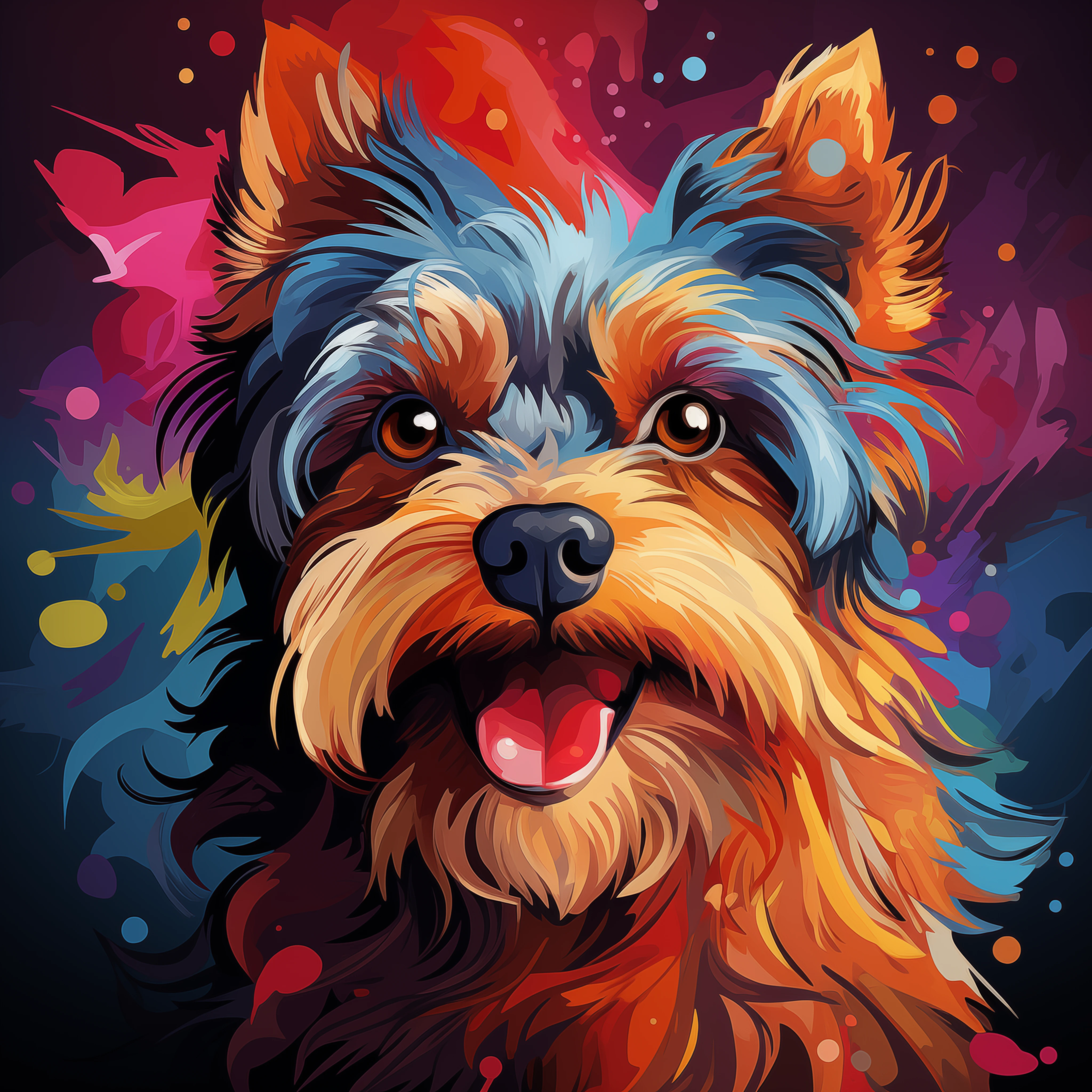 Colorful Yorkshire Terrier Pop Art Puppy Portrait jigsaw puzzle
