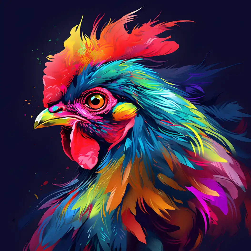 Colorful Rooster Portrait