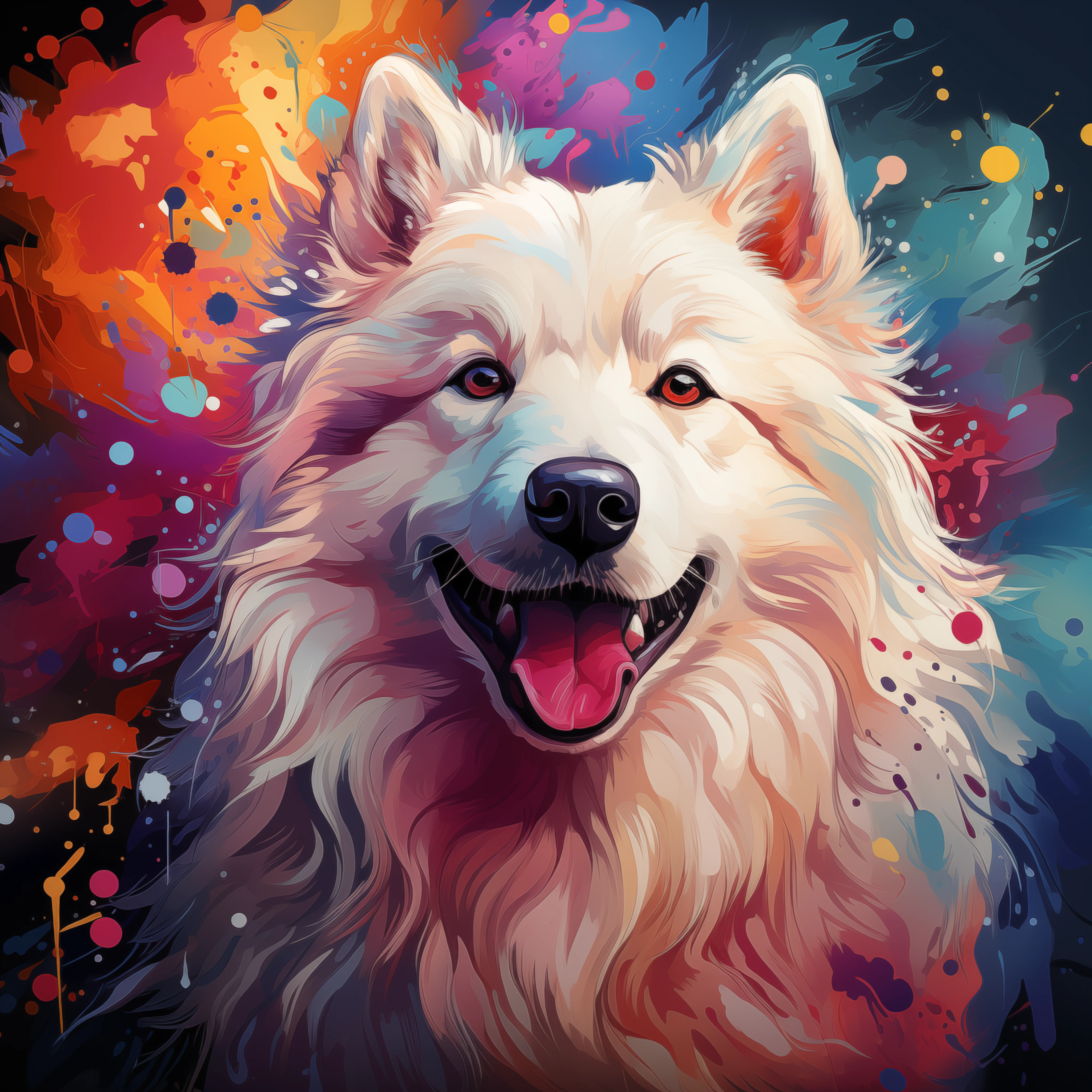 Colorful Samoyed Dog Portrait jigsaw puzzle