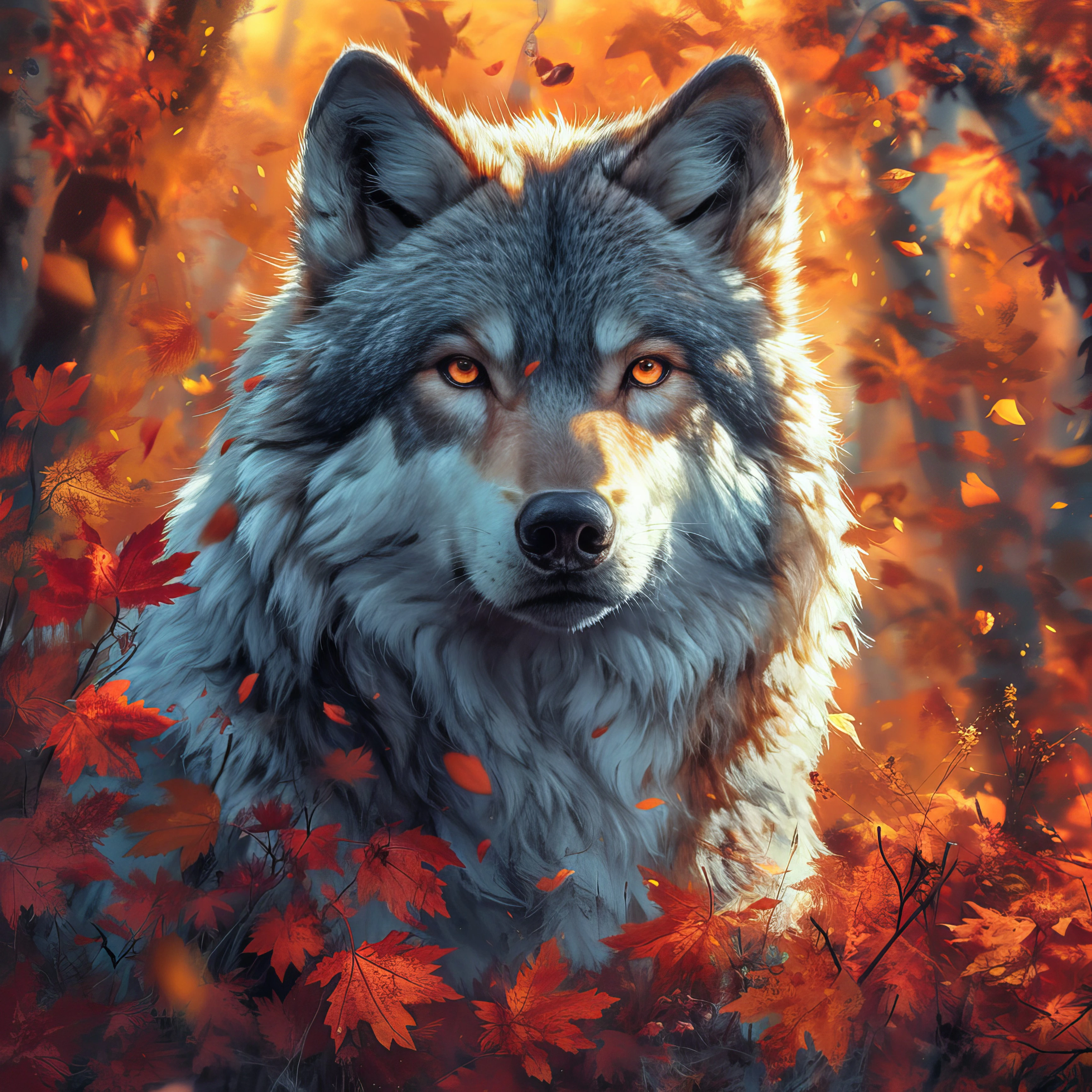 Wolf's Autumn Fire jigsaw puzzle