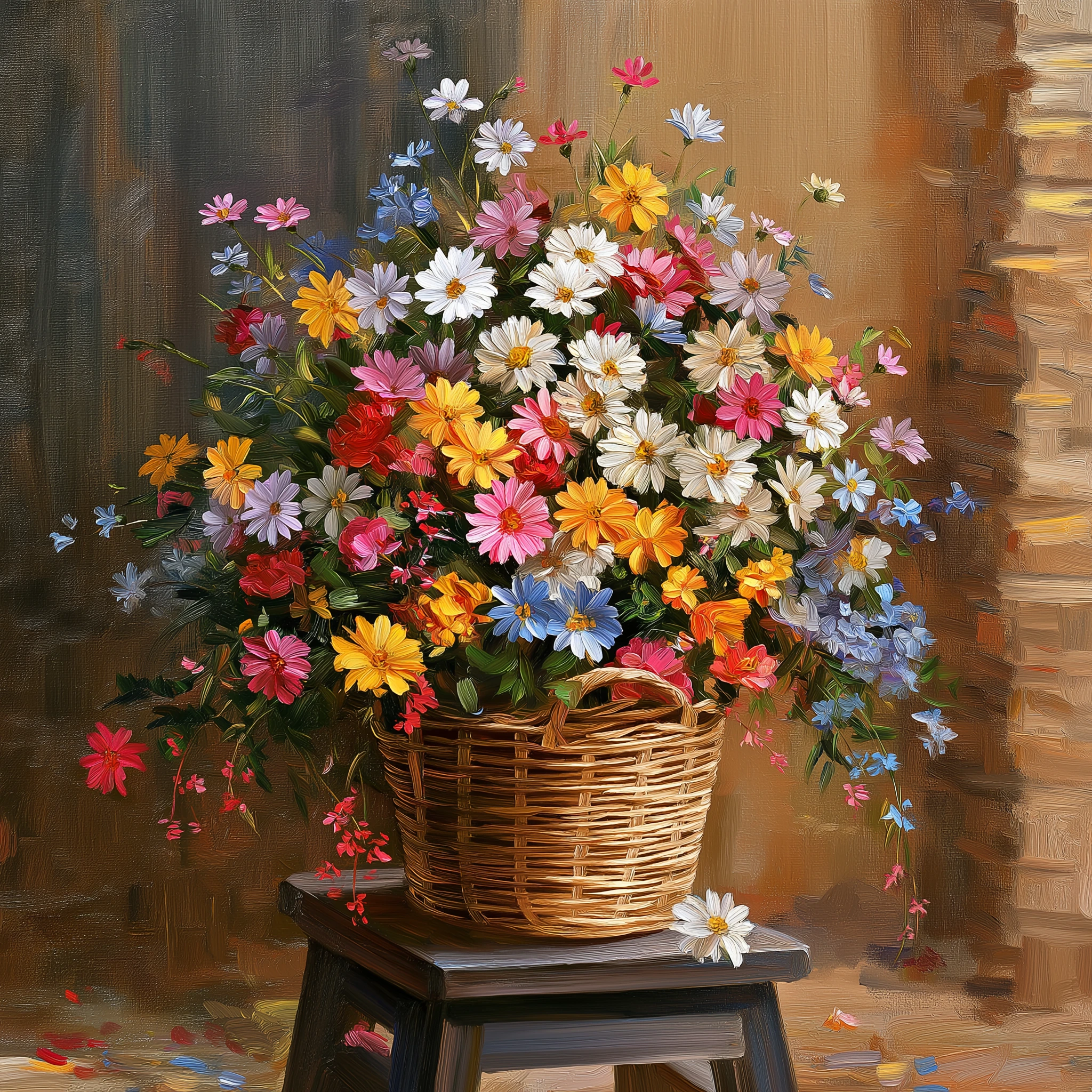 Vibrant Daisy Basket Arrangement jigsaw puzzle