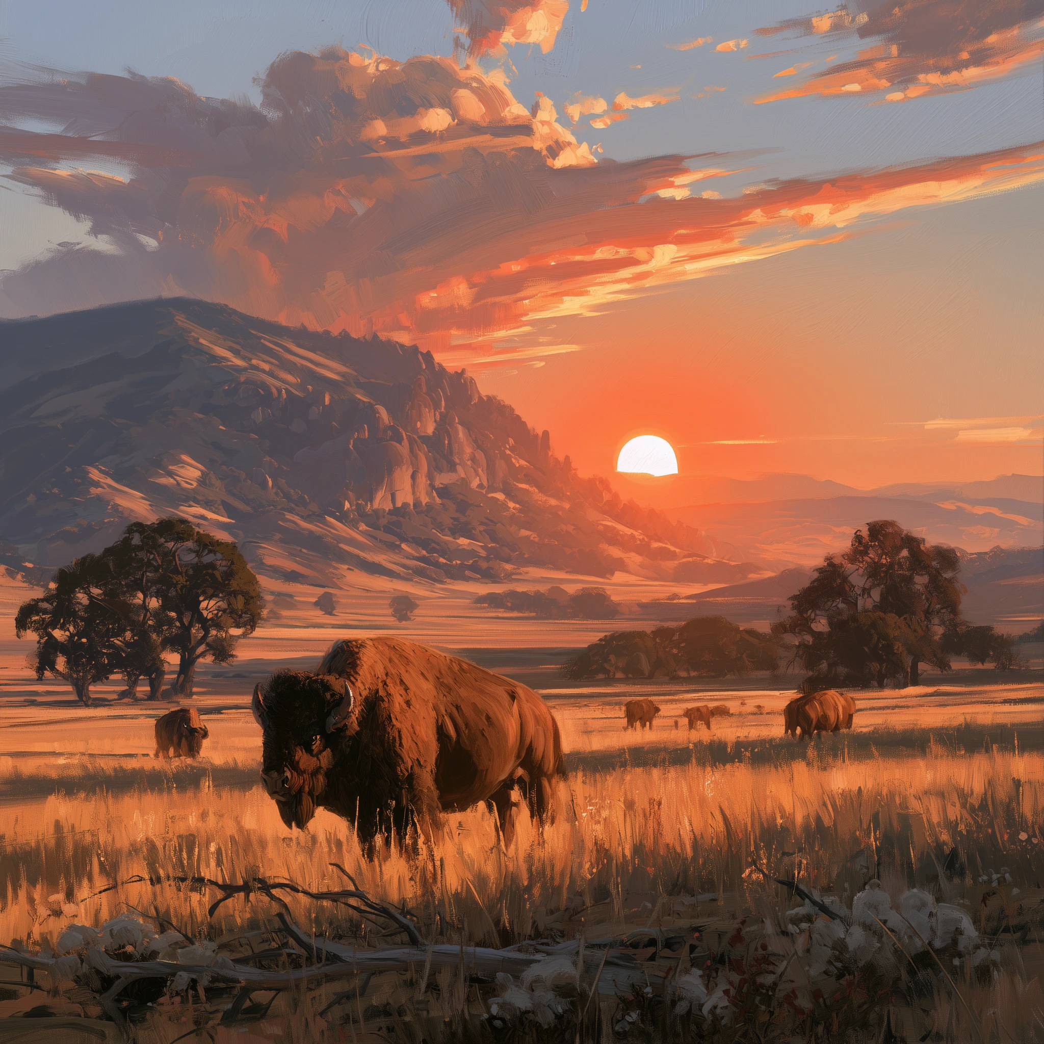 Bison Herd at Golden Hour jigsaw puzzle