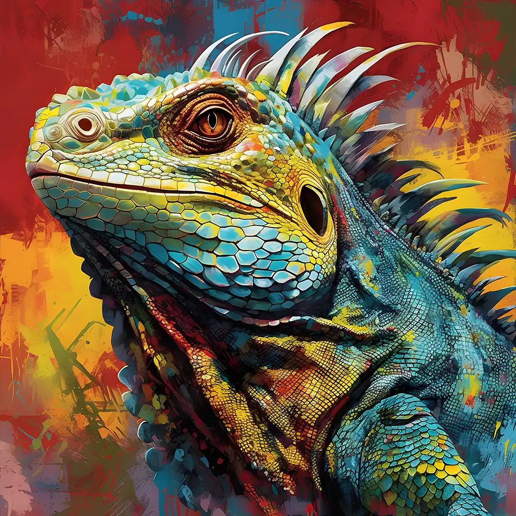 Vibrant Iguana Portrait