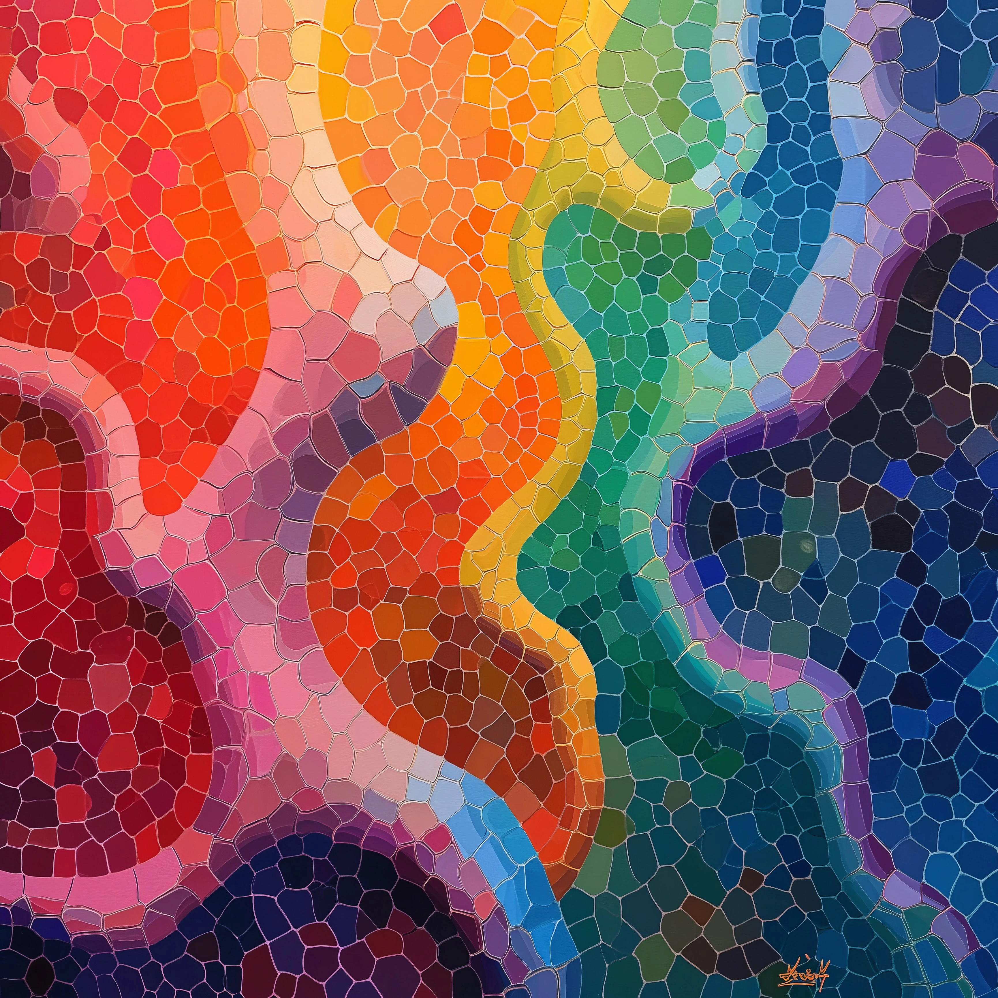 Mosaic Face in Rainbow Hues jigsaw puzzle