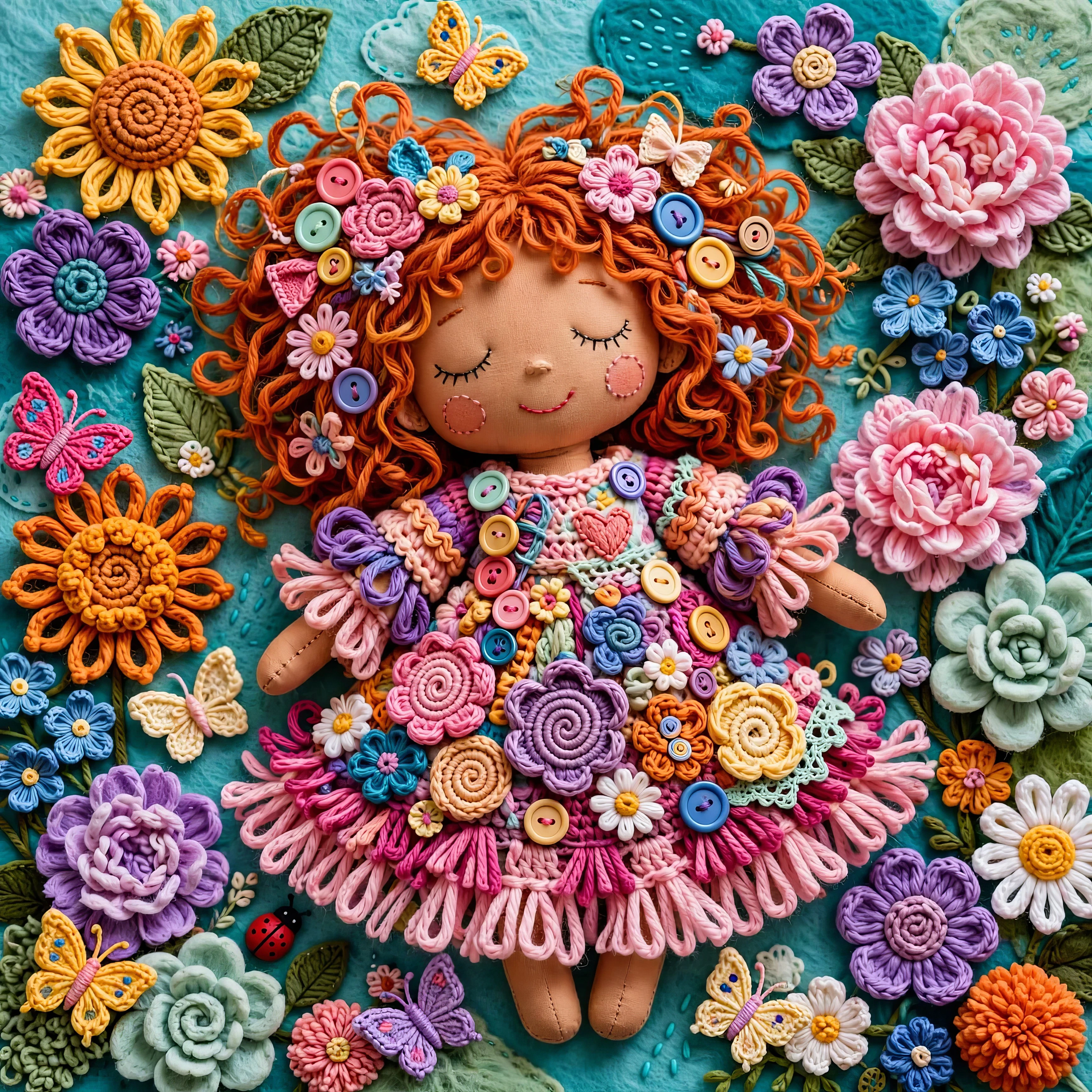 Doll in a Flower Garden jigsaw puzzle