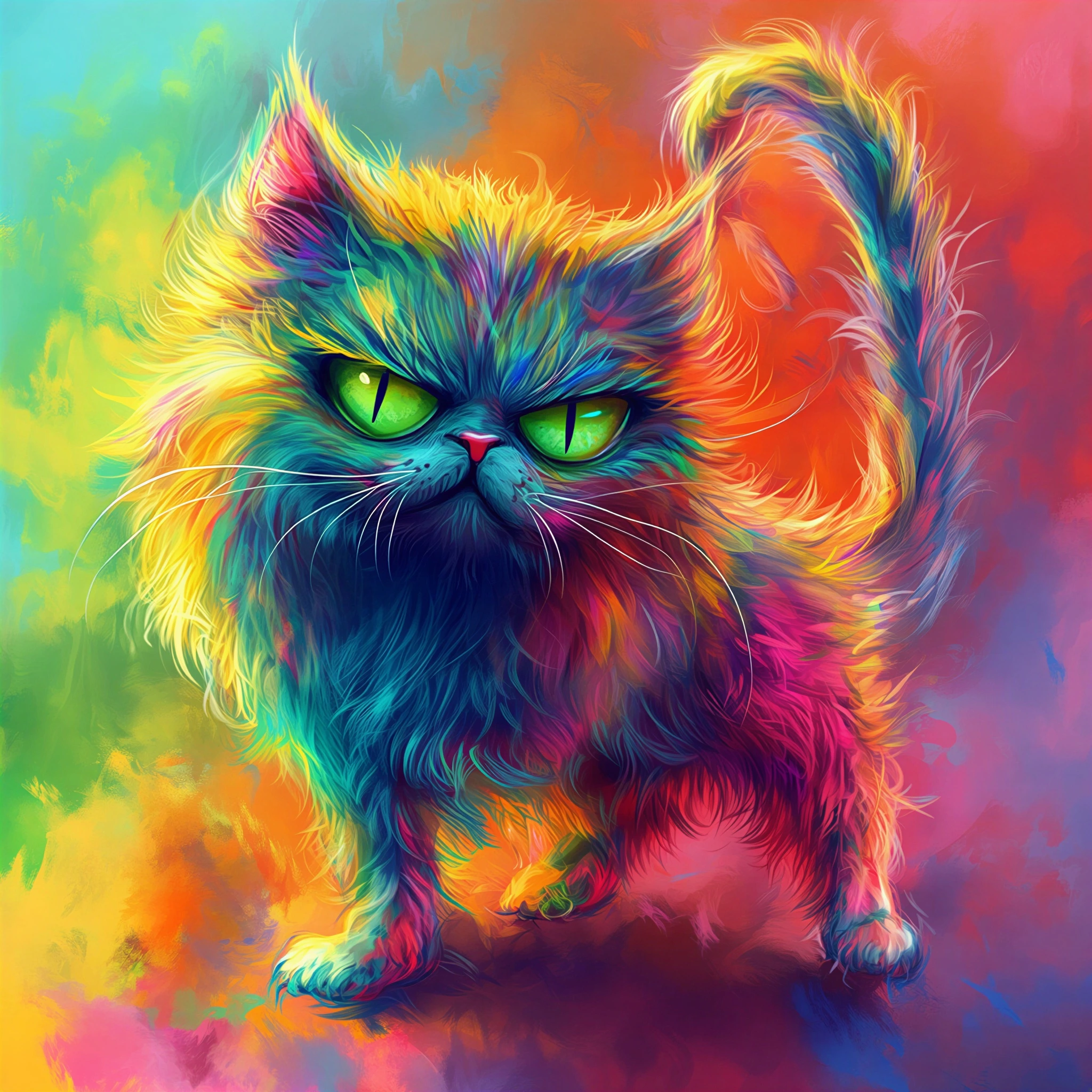 Persian Cat in Neon Flames jigsaw puzzle