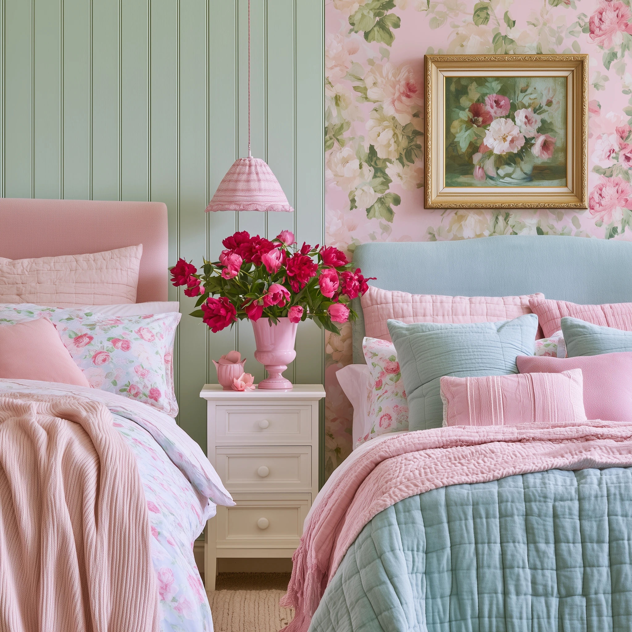 Twin Beds in Floral Cottage jigsaw puzzle