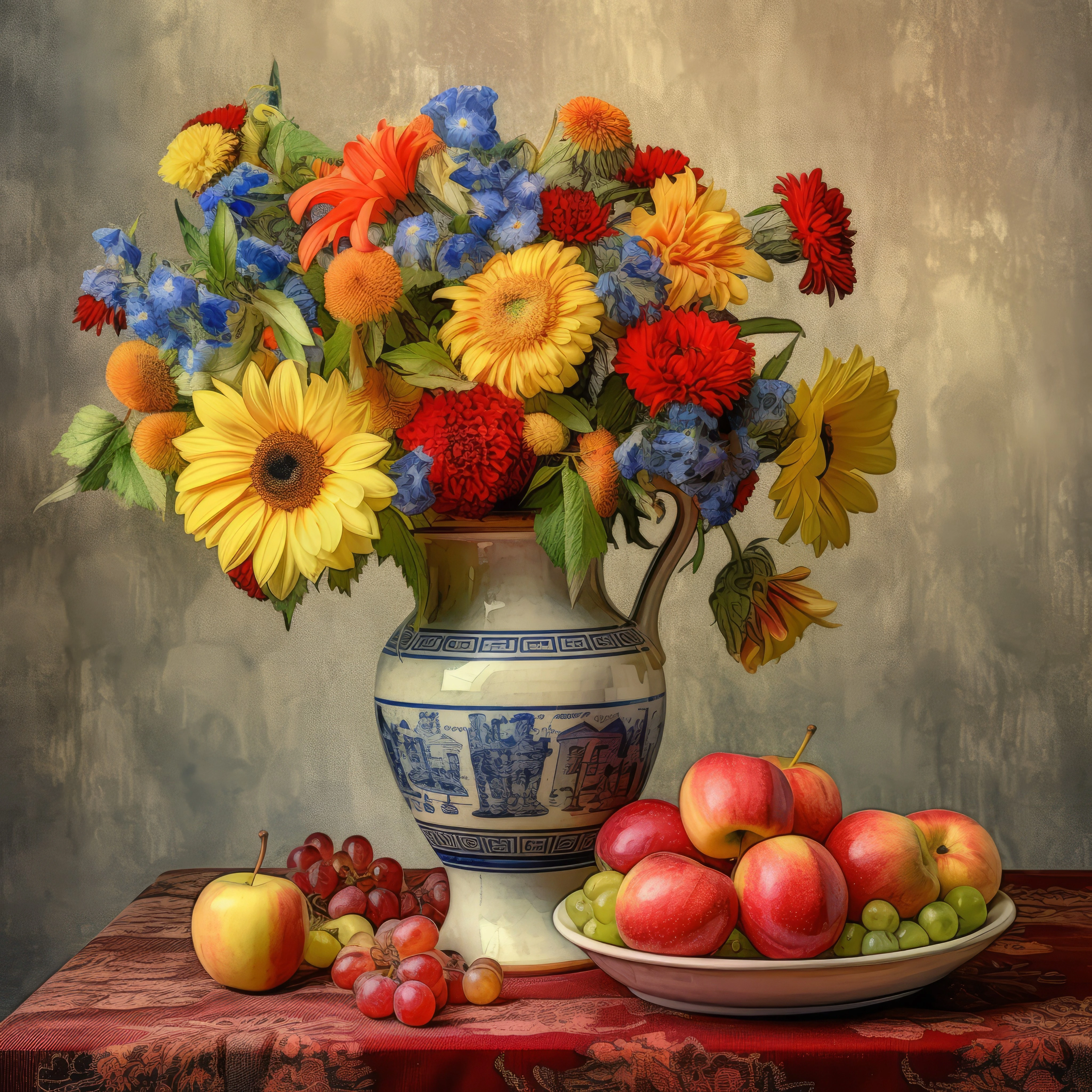 Gerberas and Delft Blue jigsaw puzzle