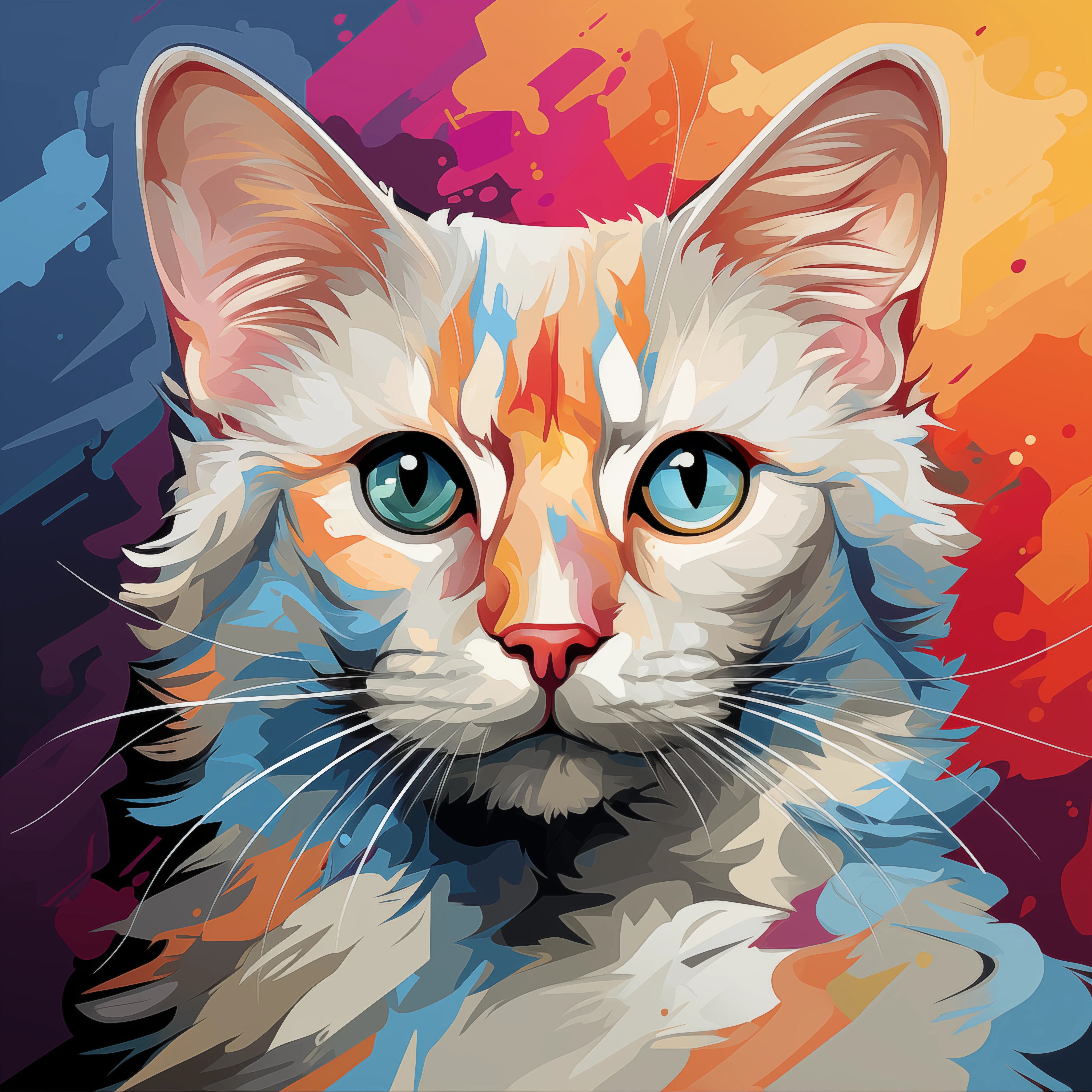 Colorful Pop Art Burmilla Cat Portrait jigsaw puzzle