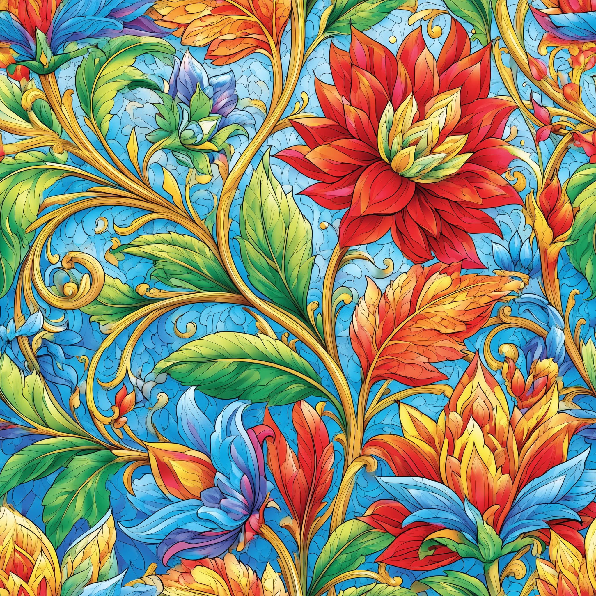 Ornamental Flowers in Gold Scrollwork jigsaw puzzle