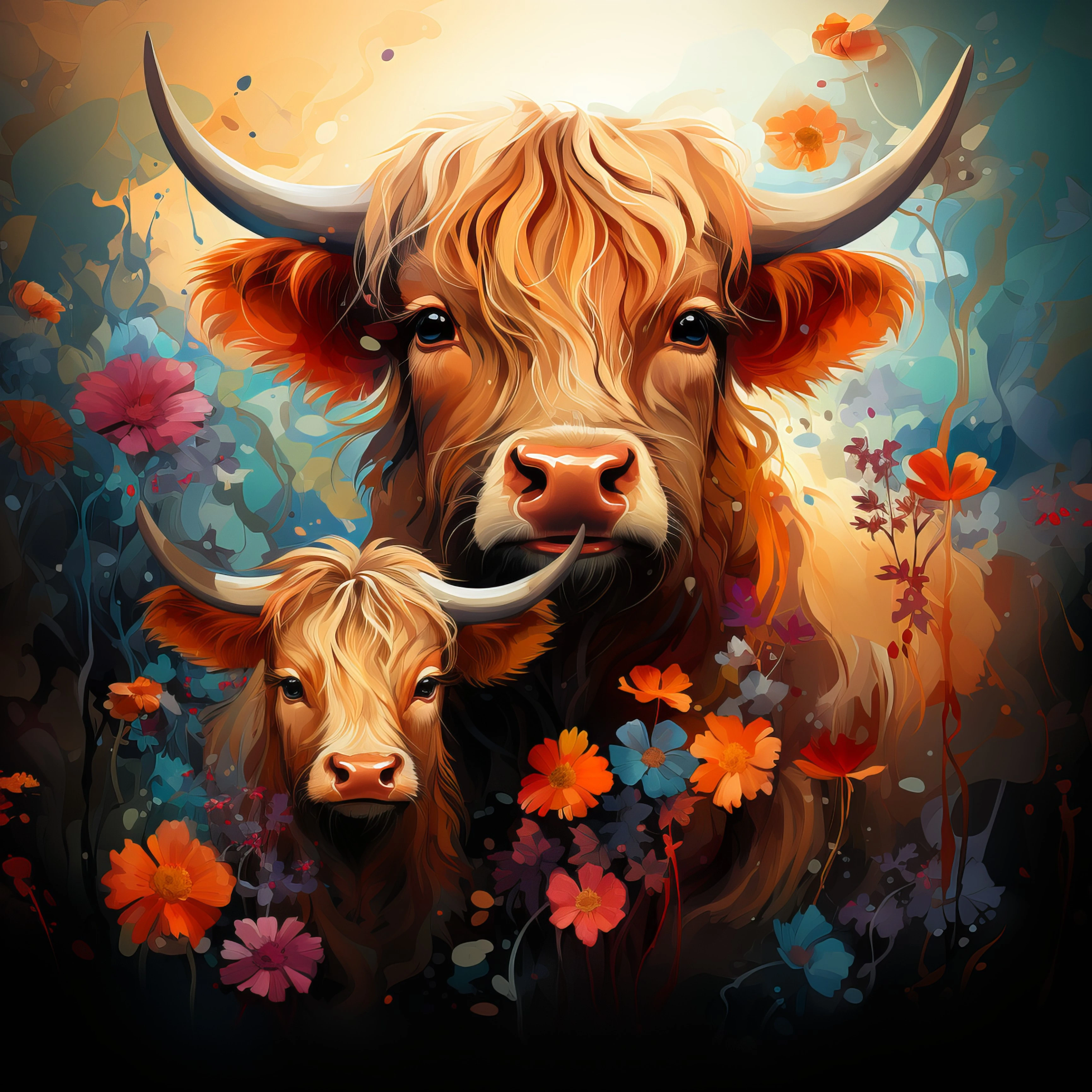 Highland Cattle in Bloom jigsaw puzzle