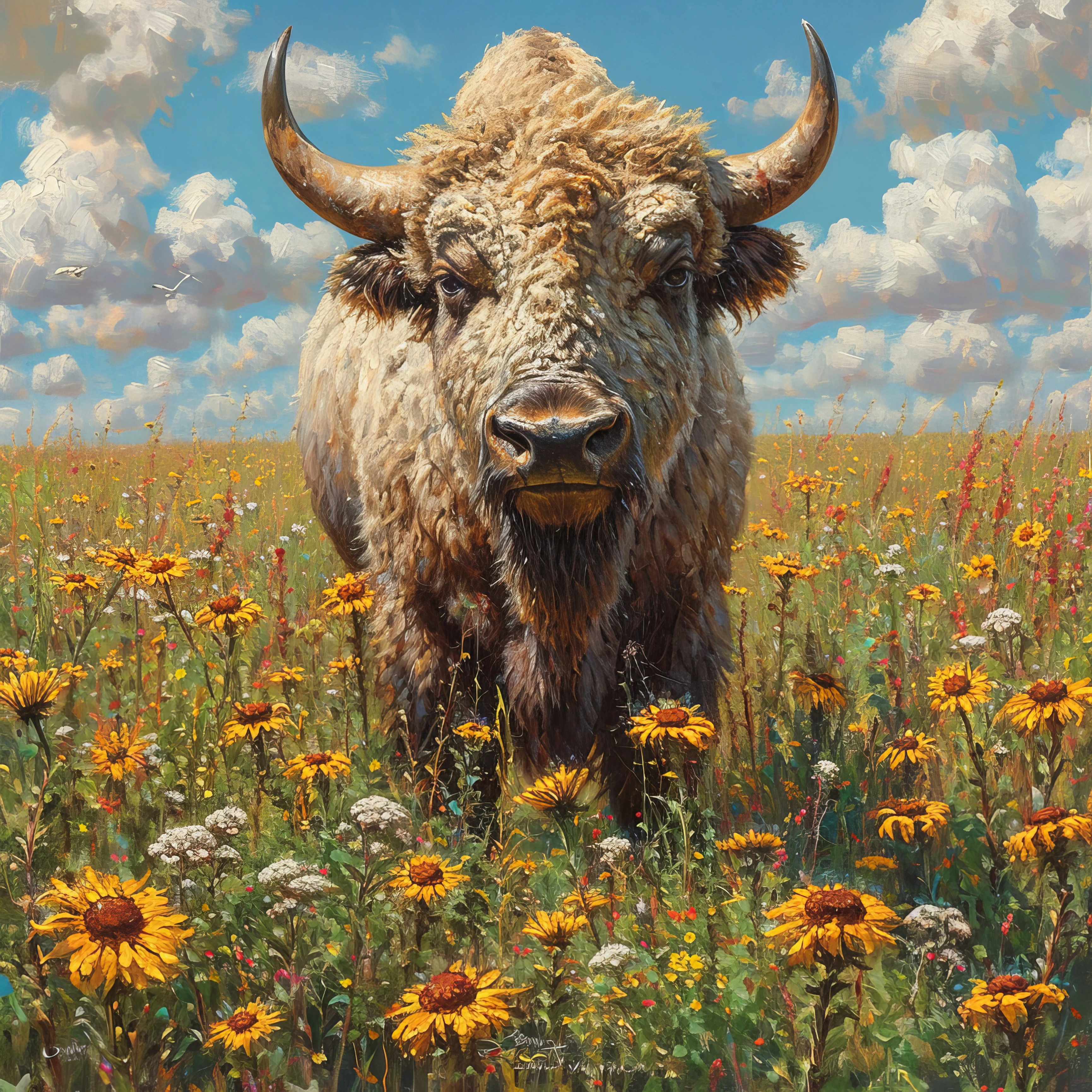 Highland Bull in Wildflower Meadow jigsaw puzzle