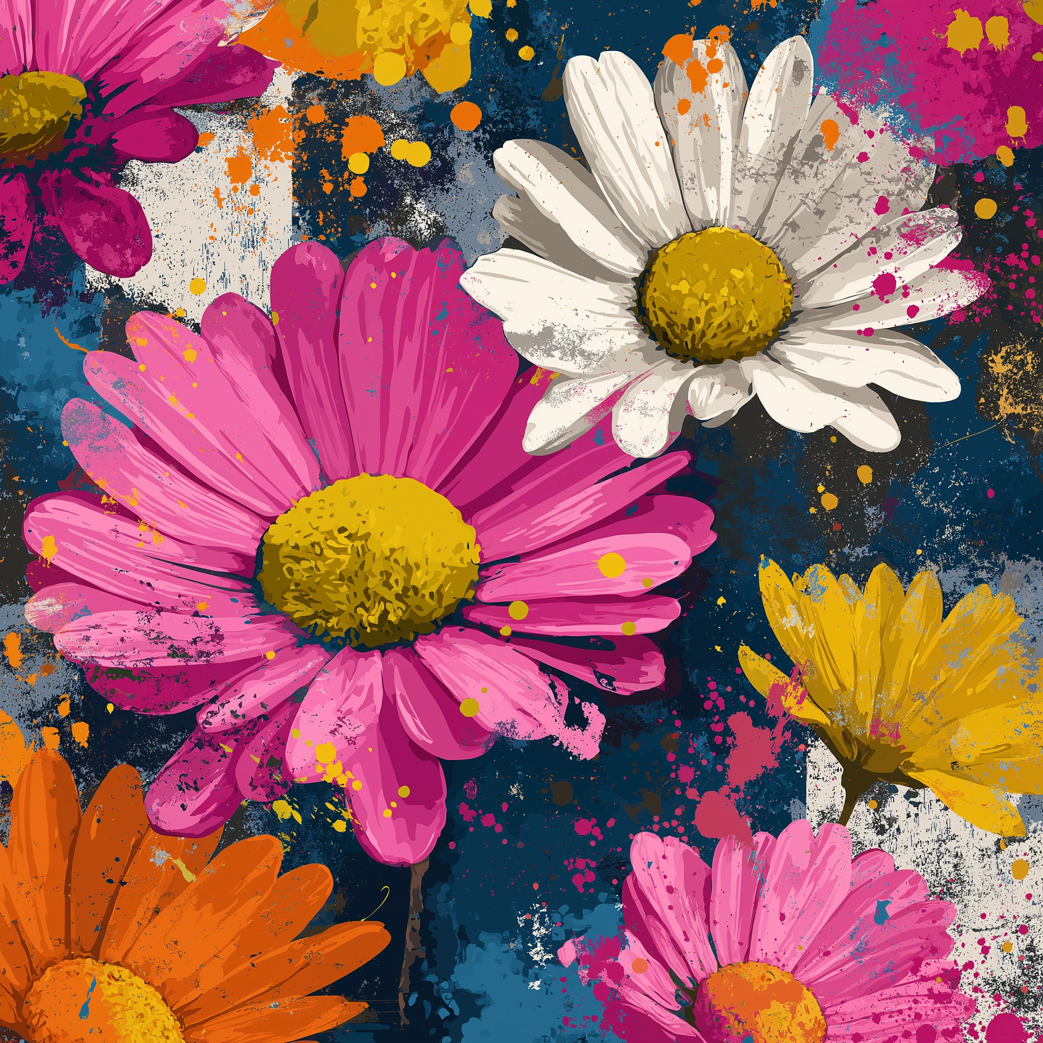 Daisies Splattered in Color jigsaw puzzle