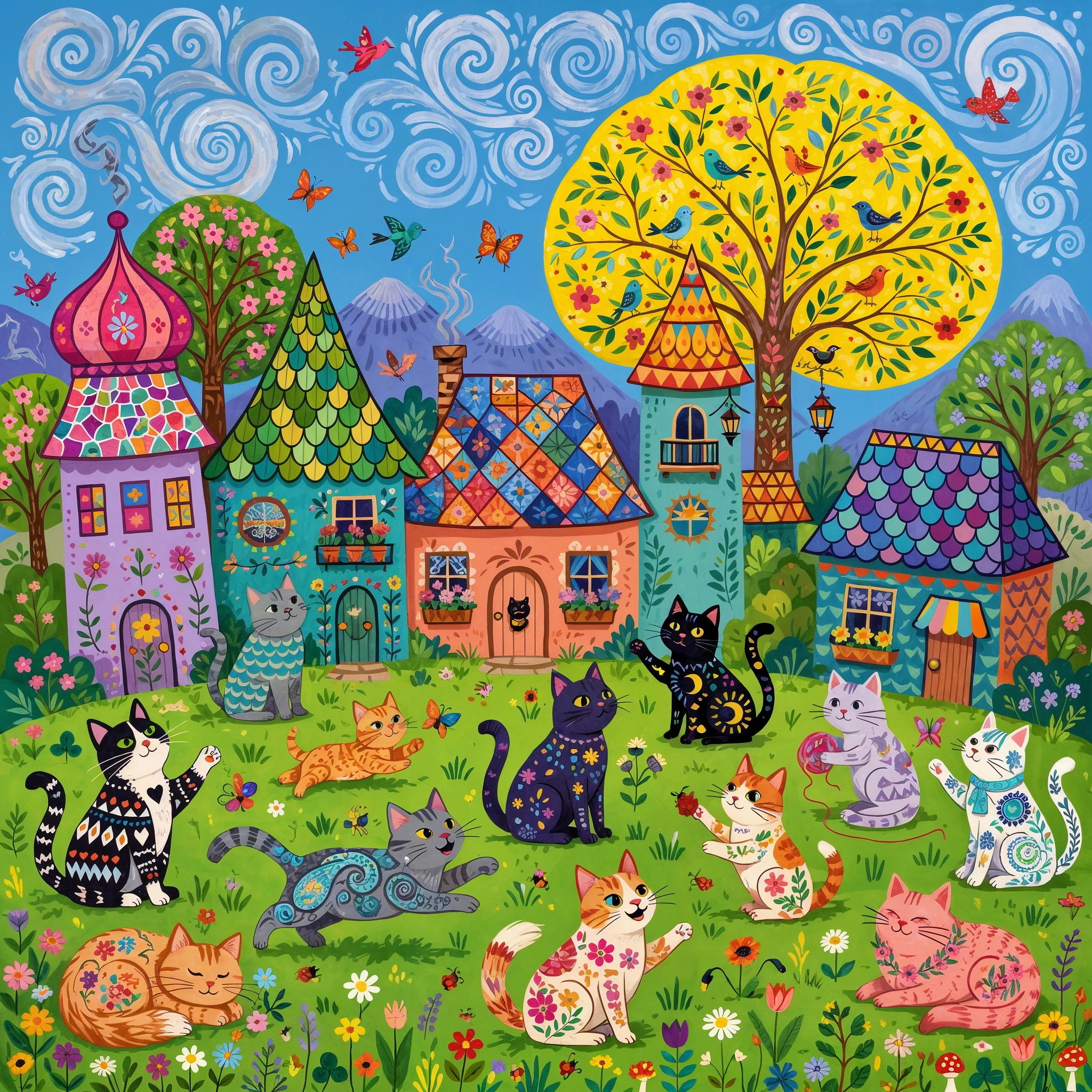 Cats Gather in the Fairy Village jigsaw puzzle