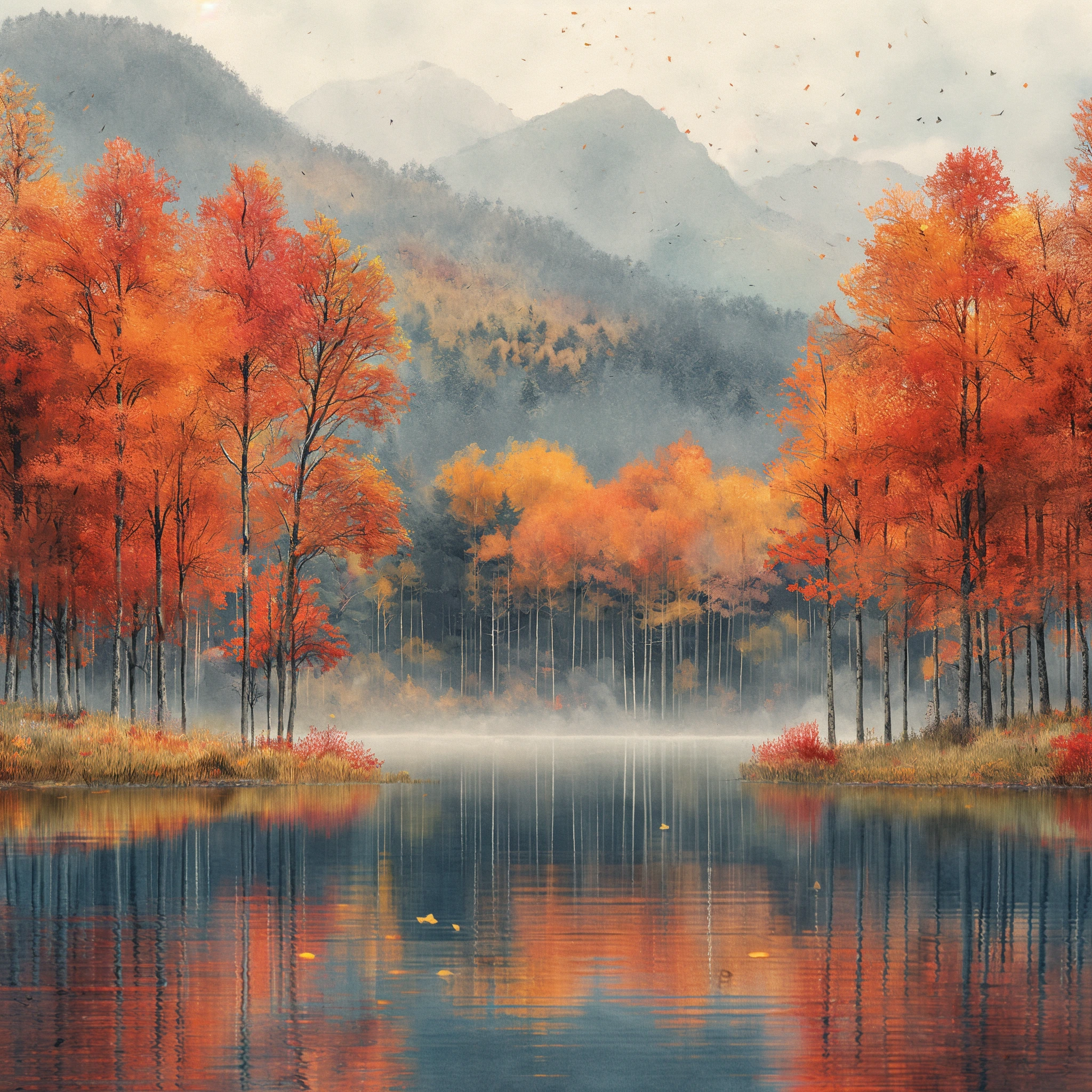 Autumn Lake Among the Birches jigsaw puzzle