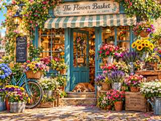 The Flower Basket's Welcoming Door jigsaw puzzle