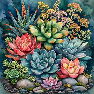 Succulents in Watercolor Garden jigsaw puzzle