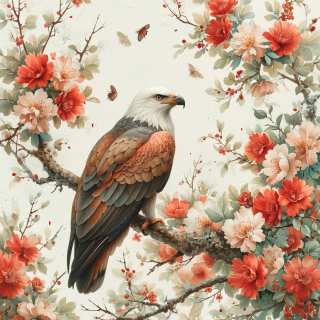puzzle Bald Eagle in Coral Blossoms