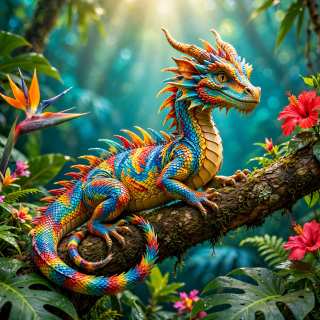 Rainbow Dragon in the Jungle jigsaw puzzle