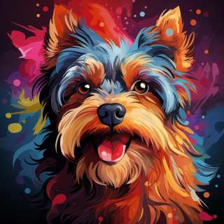 Colorful Yorkshire Terrier Pop Art Puppy Portrait-Puzzle