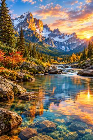Mountain Sunrise Over Alpine Waters jigsaw puzzle