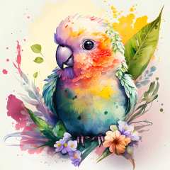 Lixai An Adorable Beautiful Cute Baby Parrot Tropical Leaves An 3a383d31 191a 41f9 993f A7ad516b47d2 8x