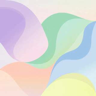 Abstract artwork featuring flowing waves in soft pastel colors—purple, green, peach, and blue—with layered organic shapes creating a fluid, wave-like pattern