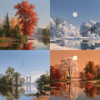 Four Seasons by the River jigsaw puzzle