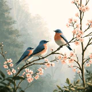 Birds Among Spring Blossoms jigsaw puzzle