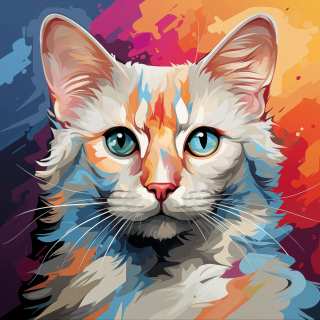 Colorful Pop Art Burmilla Cat Portrait jigsaw puzzle