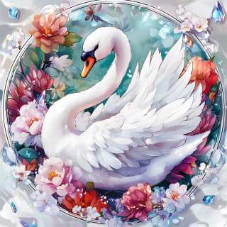 White Swan Among Peonies jigsaw puzzle