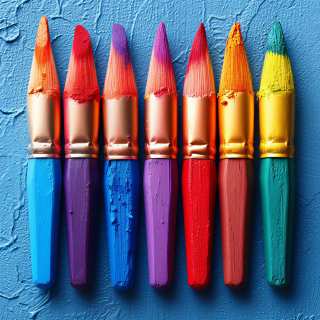 Paintbrushes Against Blue Wall jigsaw puzzle